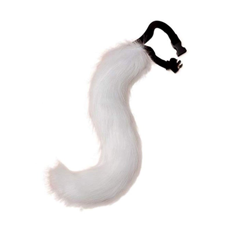 JUNBOON Faux Fur Fox Tail for Cosplay Costume Halloween Party (White) - Image 1